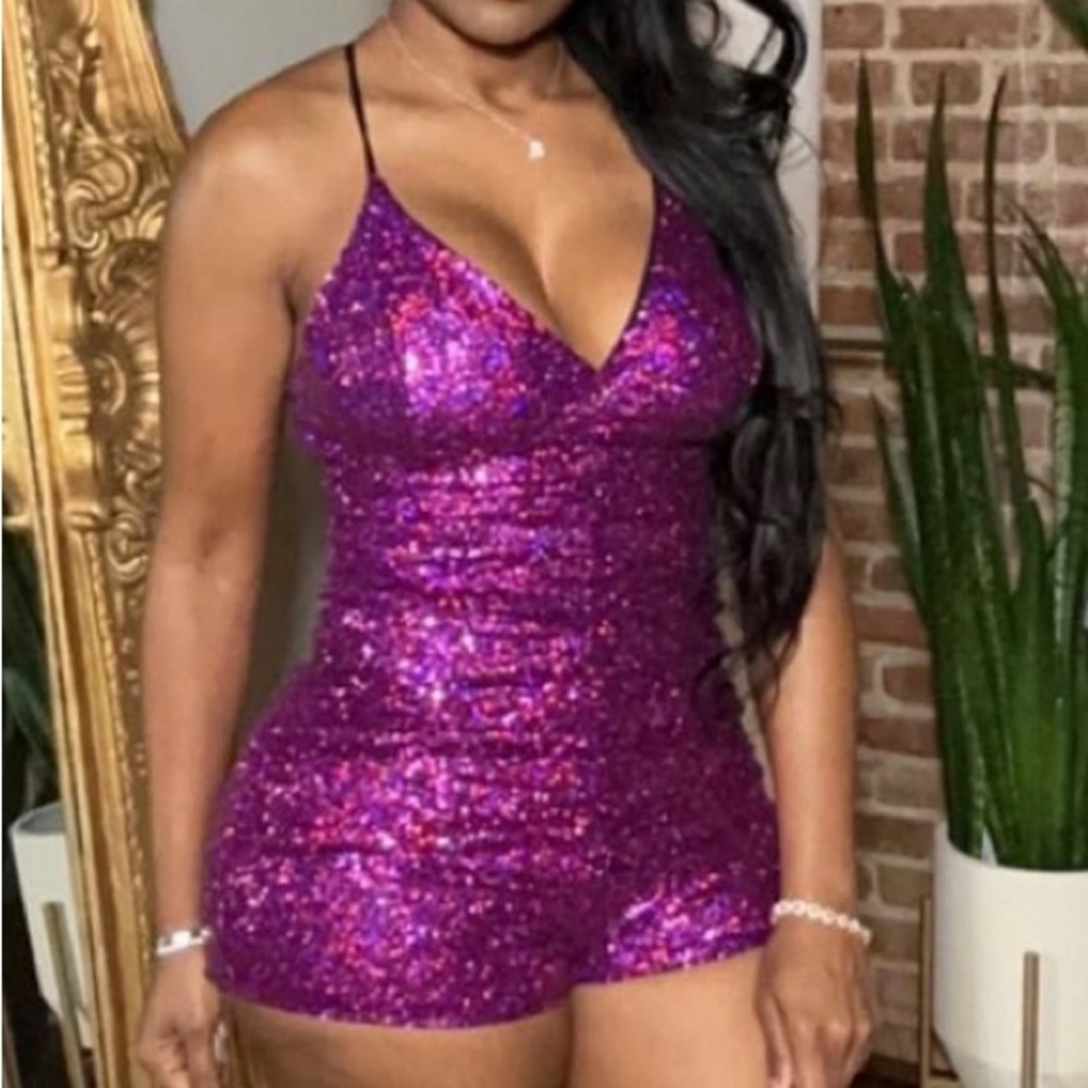 Pink Sparkly Sequin Romper